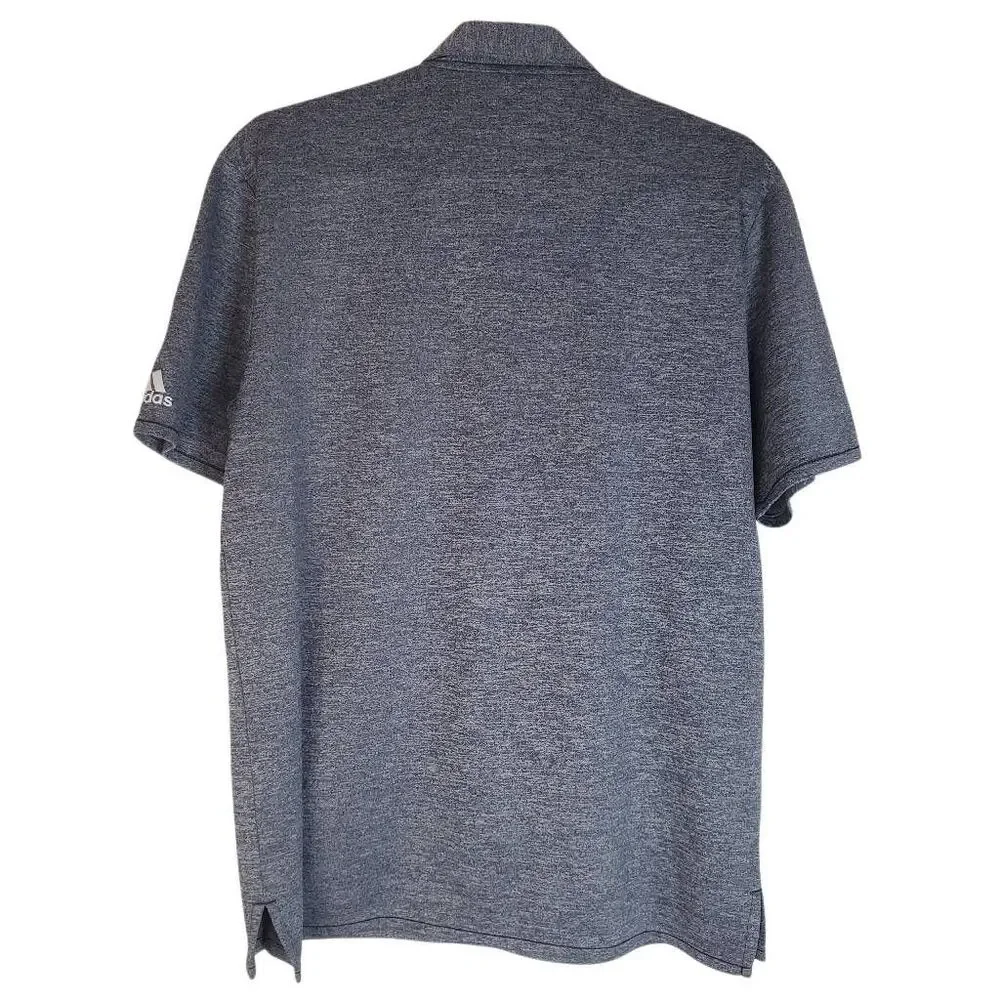 Adidas Marled Short‎ Sleeve Performance Golf Polo Shirt Blue Grey UPF 30 Medium